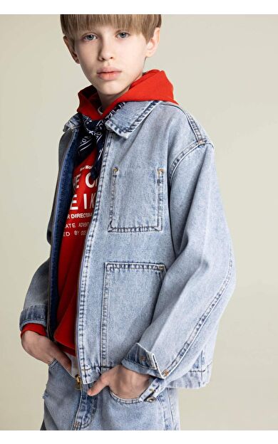 DeFacto Erkek Çocuk Polo Yaka Jean Ceket