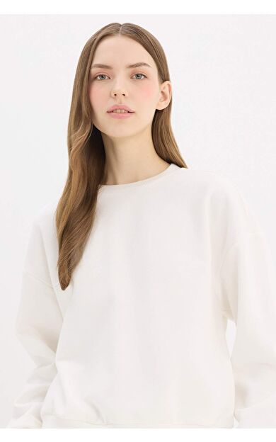 DeFacto Regular Fit Bisiklet Yaka Kalın Basic Düz Sweatshirt D6645AX25SPWT32