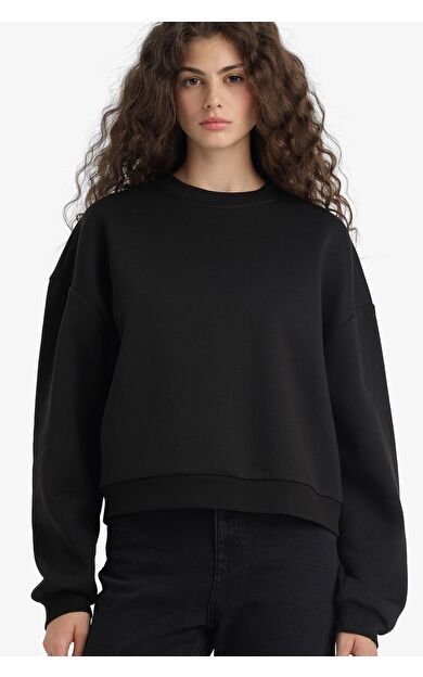DeFacto Regular Fit Bisiklet Yaka Kalın Sweatshirt