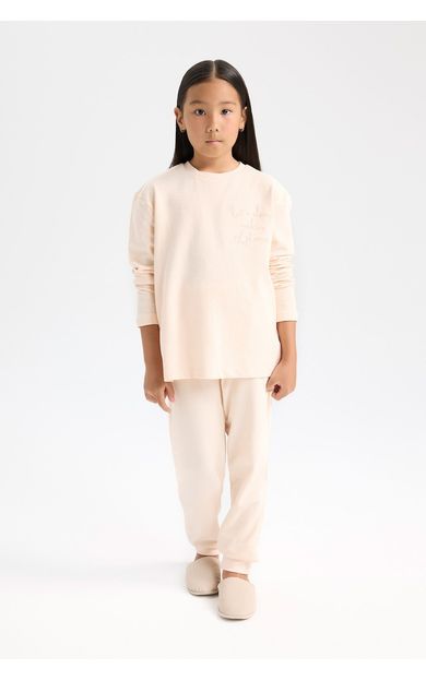 DeFacto Kız Çocuk Pijama Takımı Uzun Kollu Üst Beli Lastikli Alt