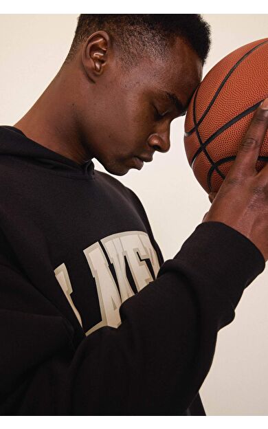 DeFactoFit NBA Los Angeles Lakers Oversize Geniş Kalıp Kapüşonlu Skuba Dalgıç Kumaş Sporcu Sweatshirt