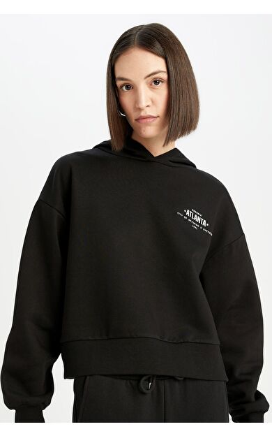DeFacto Okula Dönüş Boxy Fit Kapüşonlu Kalın Sweatshirt Kumaşı Casual Sweatshirt