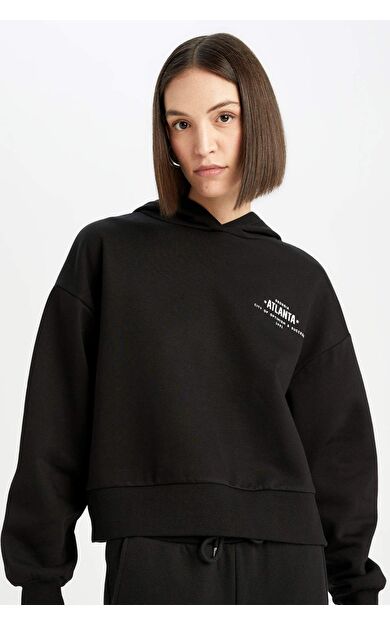 DeFacto Okula Dönüş Boxy Fit Kapüşonlu Kalın Sweatshirt Kumaşı Casual Sweatshirt