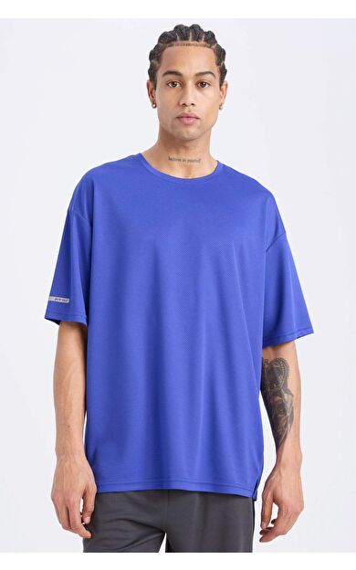 DeFactoFit Boxy Fit Bisiklet Yaka Arma Baskılı Baskılı Sporcu Kısa Kollu Tişört D6726AX25SPPR468