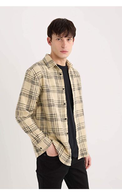 DeFacto Regular Fit Kareli Pamuklu Uzun Kollu Gömlek D6727AX25SPBG540