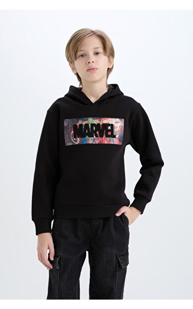 DeFacto Erkek Çocuk Marvel Avengers New Regular Fit Kapüşonlu Kalın Sweatshirt