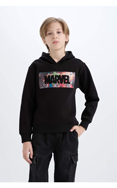 DeFacto Erkek Çocuk Marvel Avengers New Regular Fit Kapüşonlu Kalın Sweatshirt