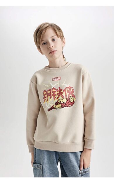 DeFacto Erkek Çocuk Marvel Comics Regular Fit Bisiklet Yaka Kalın Sweatshirt Kumaşı Sweatshirt