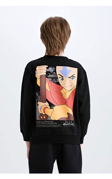 DeFacto Erkek Çocuk Avatar the Last Airbender Bisiklet Yaka İçi Yumuşak Tüylü Sweatshirt