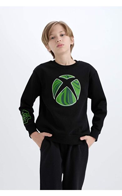DeFacto Erkek Çocuk Xbox New Regular Fit Bisiklet Yaka Kalın Sweatshirt Kumaşı Sweatshirt