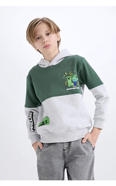 DeFacto Erkek Çocuk Minecraft Kapüşonlu Kalın Sweatshirt