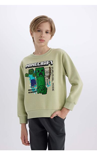 DeFacto Erkek Çocuk Minecraft Bisiklet Yaka Kalın Sweatshirt