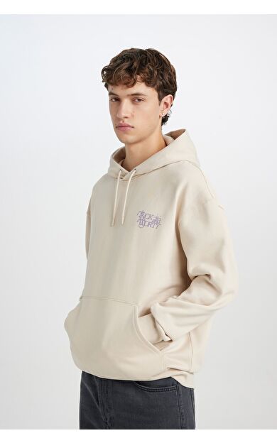 DeFacto Rick and Morty Boxy Fit Kapüşonlu Baskılı Sweatshirt