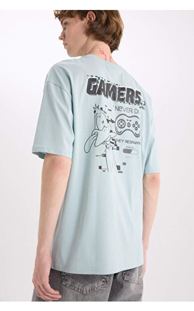 DeFacto %100 Pamuk Looney Tunes Boxy Fit Bisiklet Yaka Baskılı Kısa Kollu Tişört