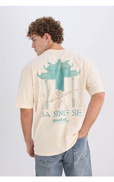 DeFacto Avatar the Last Airbender Boxy Fit Bisiklet Yaka Sırt Baskılı Kısa Kollu Tişört
