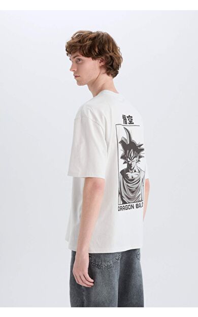 DeFacto Dragon Ball Boxy Fit Bisiklet Yaka Baskılı Kısa Kollu Tişört