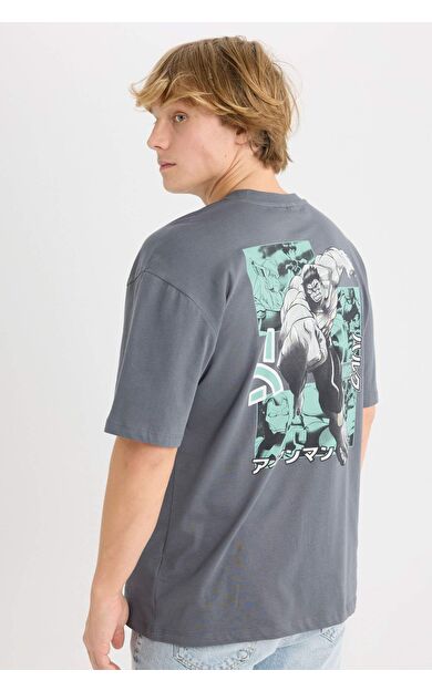 DeFacto Marvel Boxy Fit Bisiklet Yaka Sırt Baskılı Kısa Kollu Tişört D6784AX25SPAR58