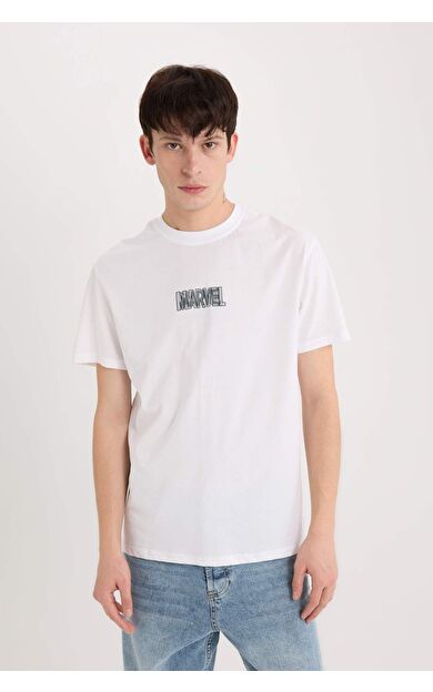 DeFacto Marvel Logo Only Regular Fit Bisiklet Yaka Kısa Kollu Tişört