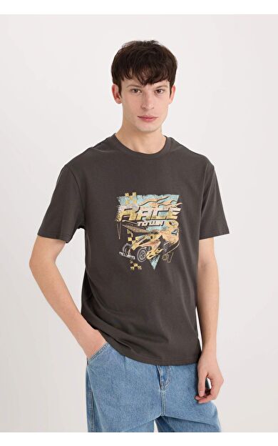 DeFacto Hot Wheels Bisiklet Yaka Baskılı Kısa Kollu Tişört