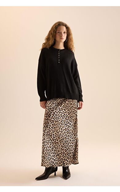 DeFacto Straight Fit Normal Bel Saten Maxi Etek
