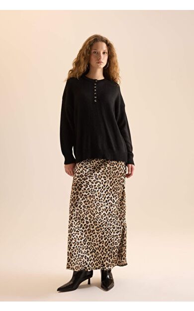 DeFacto Straight Fit Normal Bel Saten Maxi Etek