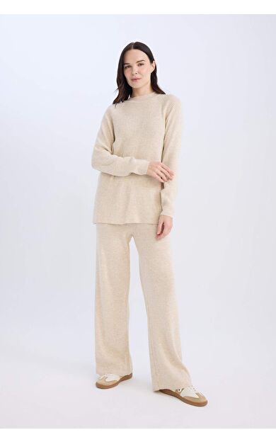 DeFacto Regular Fit Basic Düz Beli Lastikli Düz Paça Triko Pantolon