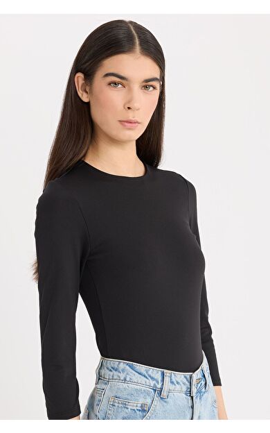 DeFacto Regular Fit Bisiklet Yaka Basic Düz Yarım Kollu Çıtçıtlı Body