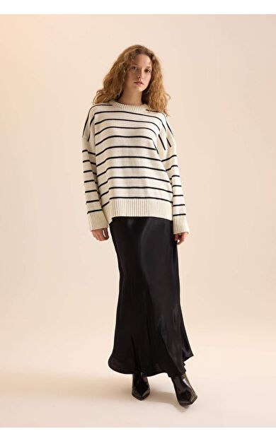 DeFacto Straight Fit Normal Bel Saten Maxi Etek