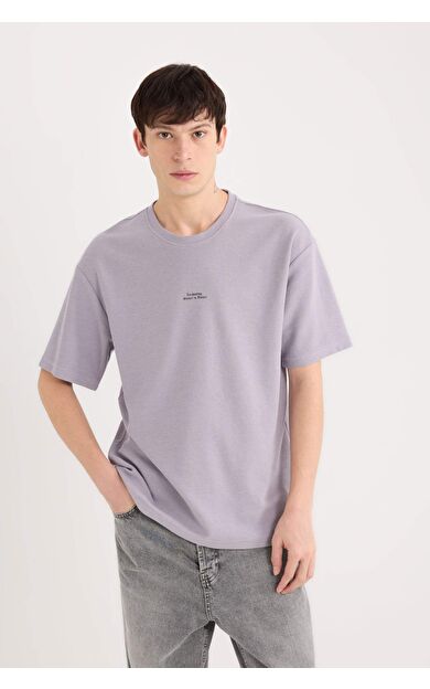 DeFacto Boxy Fit Bisiklet Yaka Baskılı Kısa Kollu Tişört D6946AX25SPPR326