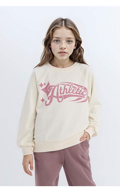 DeFacto Kız Çocuk Relax Fit Bisiklet Yaka Baskılı Sweatshirt D6988A824WNER99