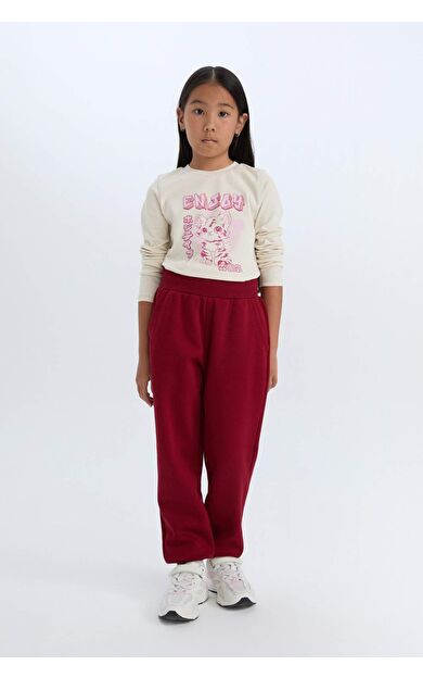 DeFacto Kız Çocuk Beli Paçası Lastikli Cepli Basic Düz Jogger Eşofman Altı
