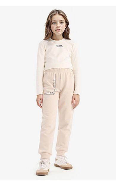 DeFacto Kız Çocuk Baskılı Beli Paçası Lastikli Jogger Eşofman Altı D7012A824WNBG186