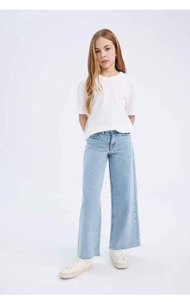 DeFacto Kız Çocuk Wide Leg Geniş Paça Jean Pantolon D7092A825SMNM63