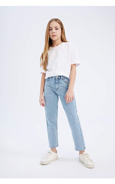 DeFacto Kız Çocuk Mom Fit Standart Paça Jean Pantolon