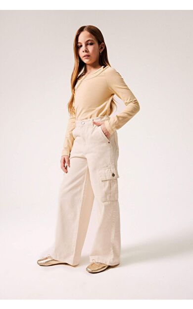 Kız Çocuk Wide Leg Kargo Geniş Paça Jean Pantolon D7097A825SPER233