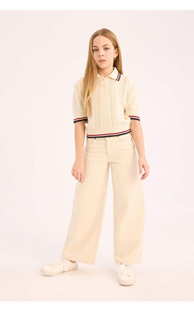 Kız Çocuk Wide Leg Geniş Paça Pamuklu Pantolon