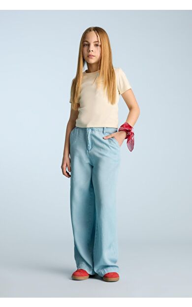 DeFacto Kız Çocuk Wide Leg Geniş Paça Jean Pantolon D7103A825SMNM39