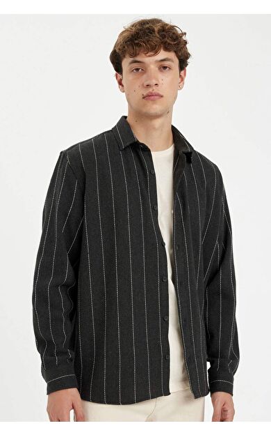 DeFacto Relax Fit Çizgili Uzun Kollu Gömlek D7140AX24AUAR231
