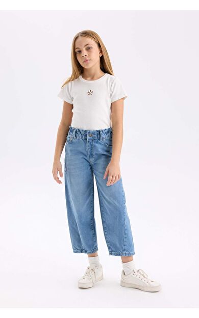 Kız Çocuk Barrel Fit Jogger Paça Bilek Boy Jean Pantolon