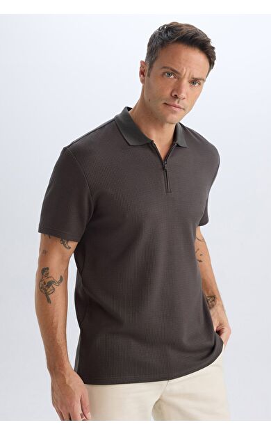 DeFacto Regular Fit Yarım Fermuarlı Kısa Kollu Polo Tişört D7227AX25SPKH190