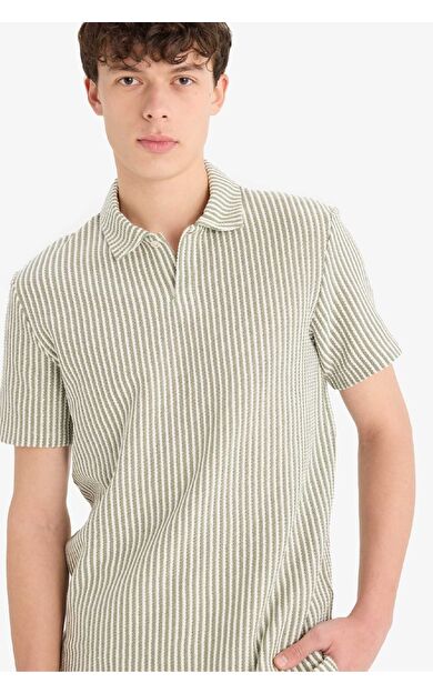 DeFacto Regular Fit Çizgili Kısa Kollu Polo Tişört D7248AX25SPKH433