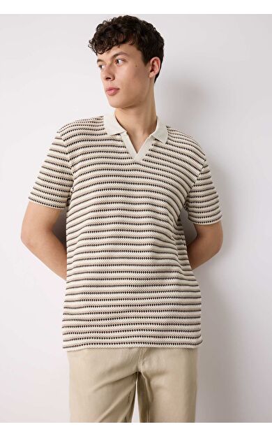 DeFacto Regular Fit Çizgili Kısa Kollu Polo Tişört D7249AX25SPER85