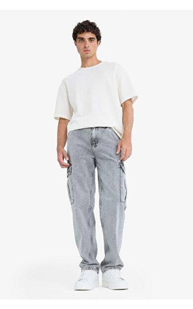 DeFacto Relax Fit Kargo Cepli Geniş Paça Jean Pantolon