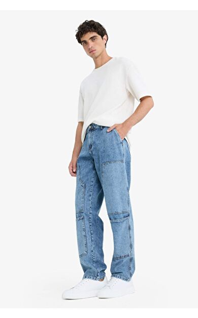 DeFacto Relax Fit Düz Paça Pamuklu Jean Pantolon