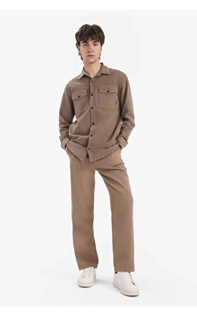 DeFacto Bol Rahat Kesim Wide Leg Geniş Paça Pamuklu Yazlık Keten Görünümlü Pantolon D7285AX25SPBN229