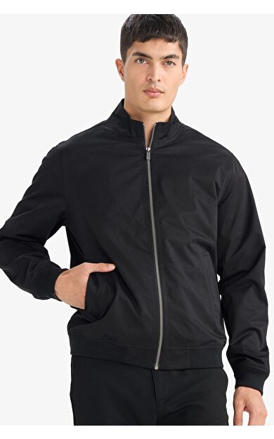 DeFacto Slim Fit Dar Kesim Dik Yaka Astarlı Fermuarlı Mont