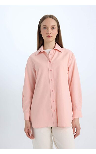 DeFacto Relax Fit Poplin Uzun Kollu Gömlek Tunik