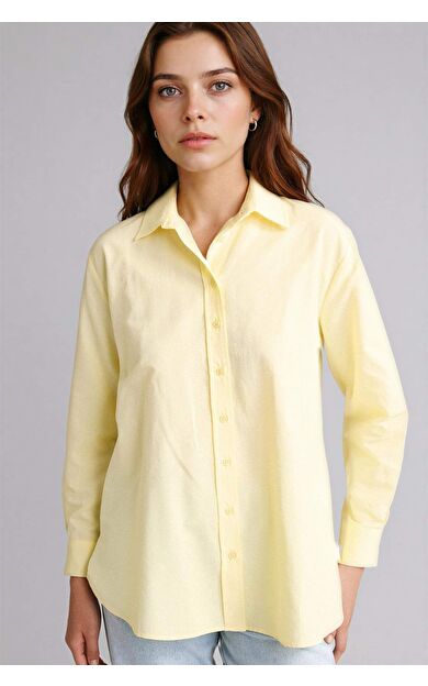 DeFacto Relax Fıt Gömlek Yaka Poplin Uzun Kollu Tunik