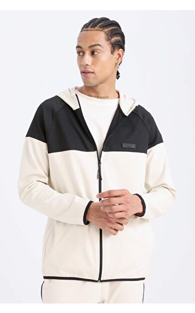 DeFactoFit Standart Fit Fermuarlı Skuba Dalgıç Kumaş Hırka D7363AX25SPBG721