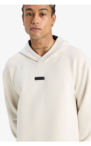 DeFacto DeFactoFit Standart Fit Kapüşonlu Skuba Dalgıç Kumaş Sporcu Sweatshirt D7364AX25SPBG721